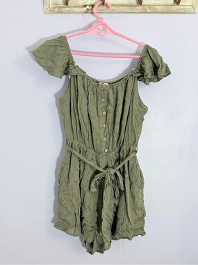 Fashion On Earth sage Green Button Romper
